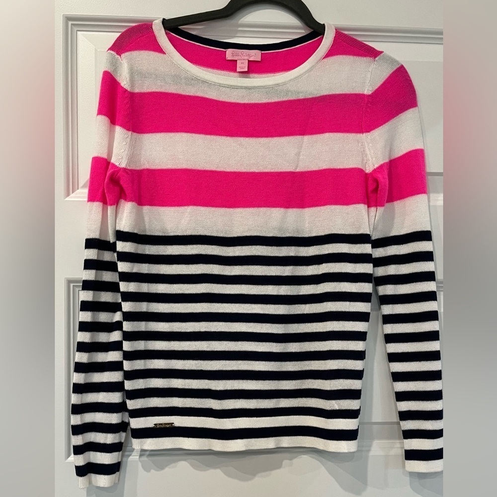 Lilly Pulitzer Women's Pink, Navy & White Sweater, Size XS